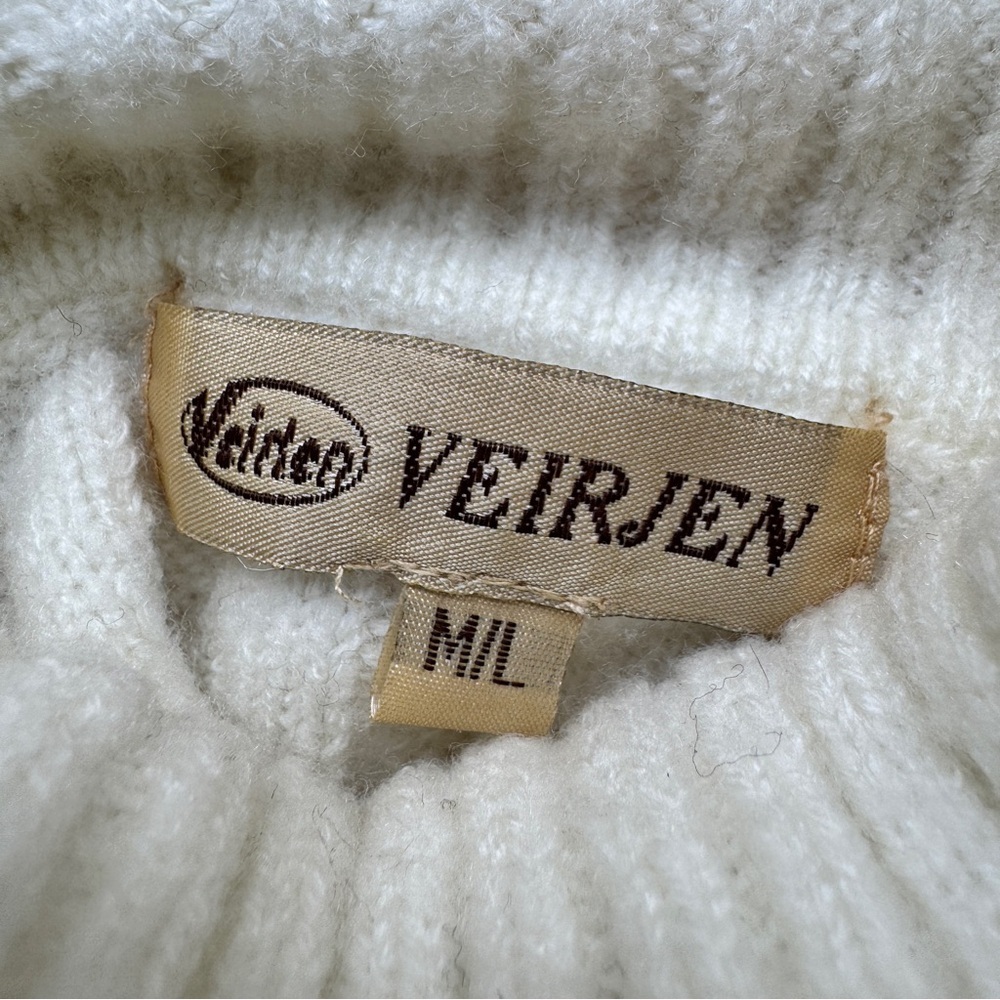 Veirjen Cream Cable Knit Turtleneck Sweater Women's Medium - Picture 8 of 10